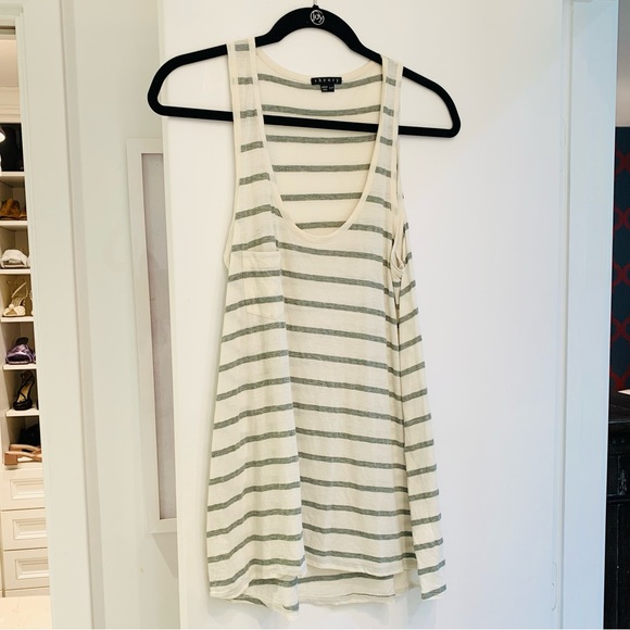 Theory Olive Striped Pima Cotton Tank - Picture 1 of 5